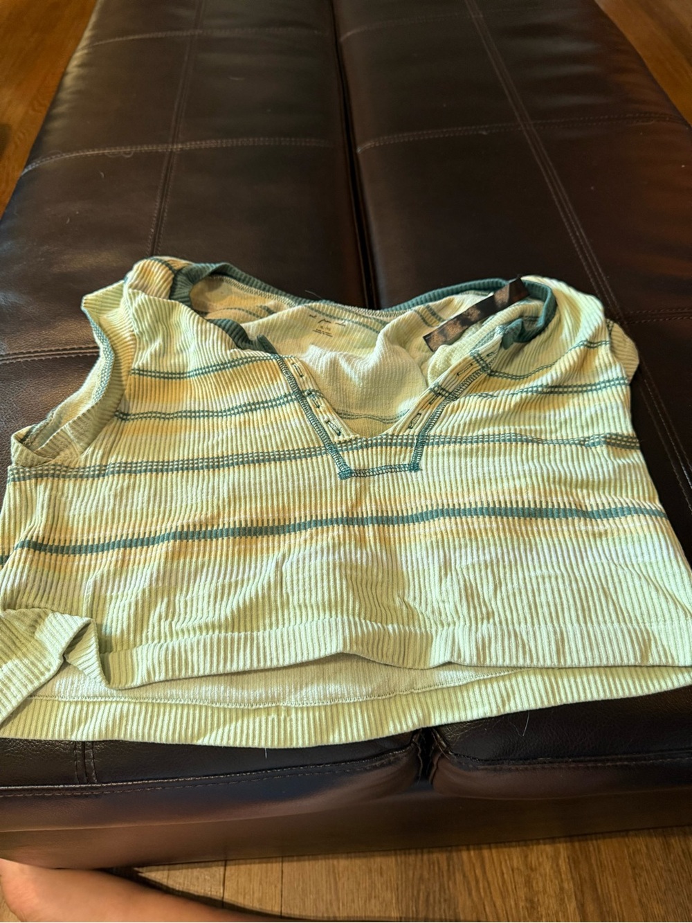 Urban Outfitters Light Green Striped Ribbed Crop Tank